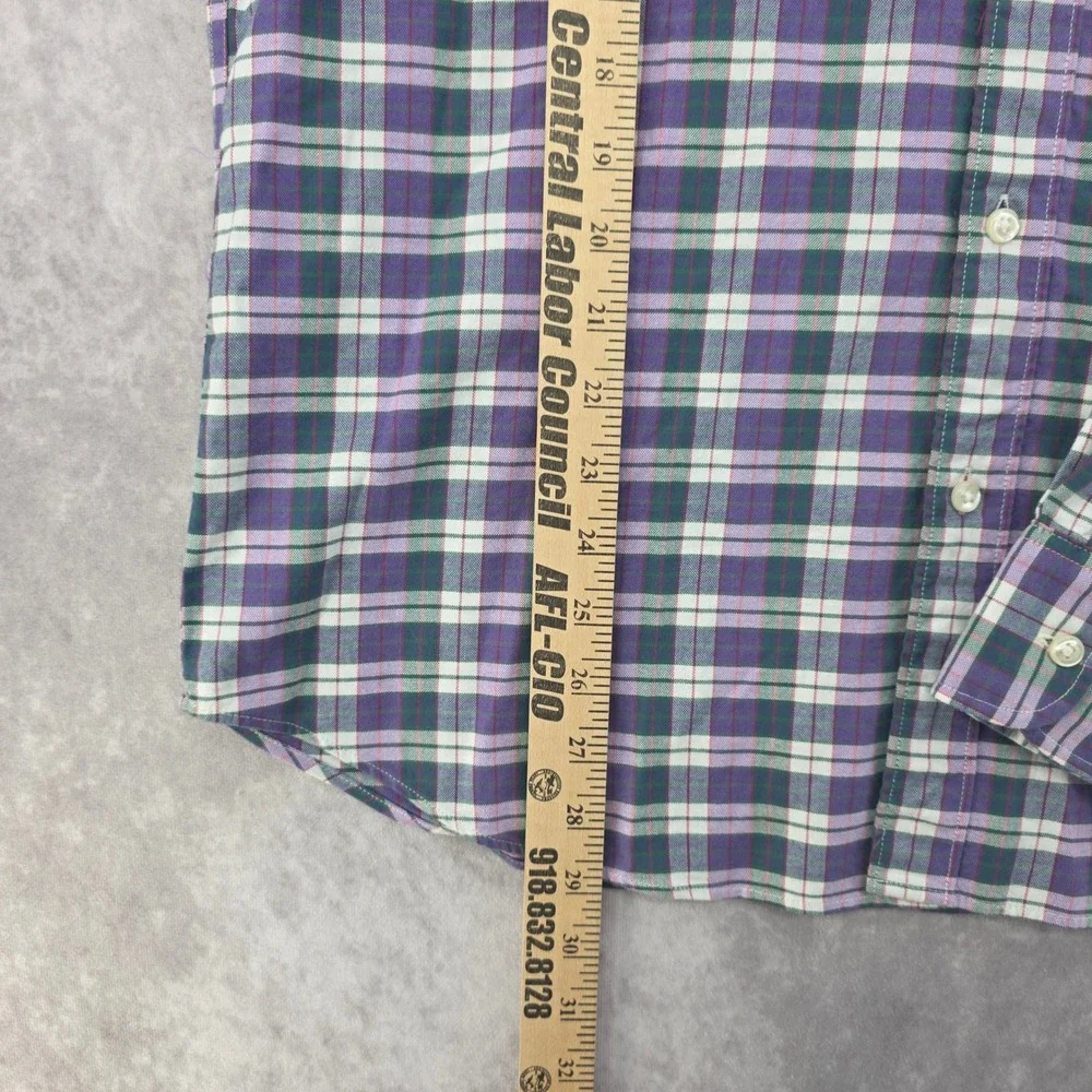 J.Crew Mens Large Slim Broken-In Oxford Plaid Purple Green Button Down Shirt